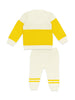 Nautinati Yellow And White Sweater Set With Cap For Infant Girls