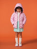 Nautinati Girls Regular Fit Hooded Hearts Printed Puffer Jacket with Front Zip