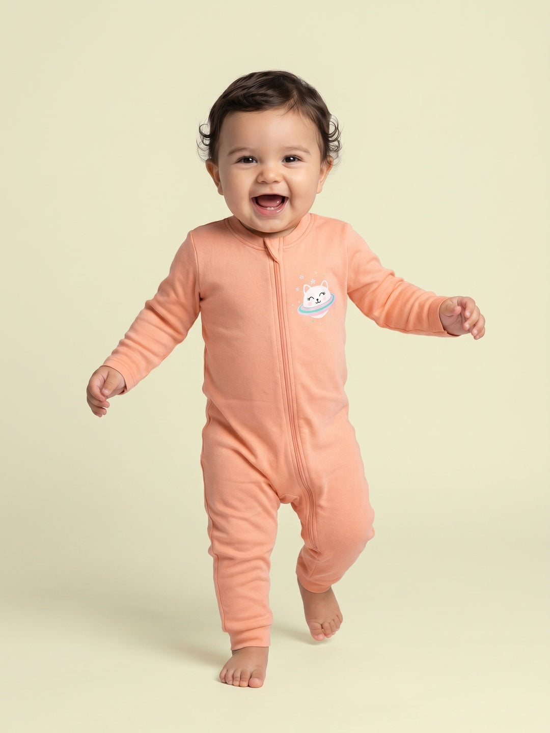 Nautinati Kids' Cotton Pack of 2 All-over Dream Printed Sleepsuits with Snap Buttons