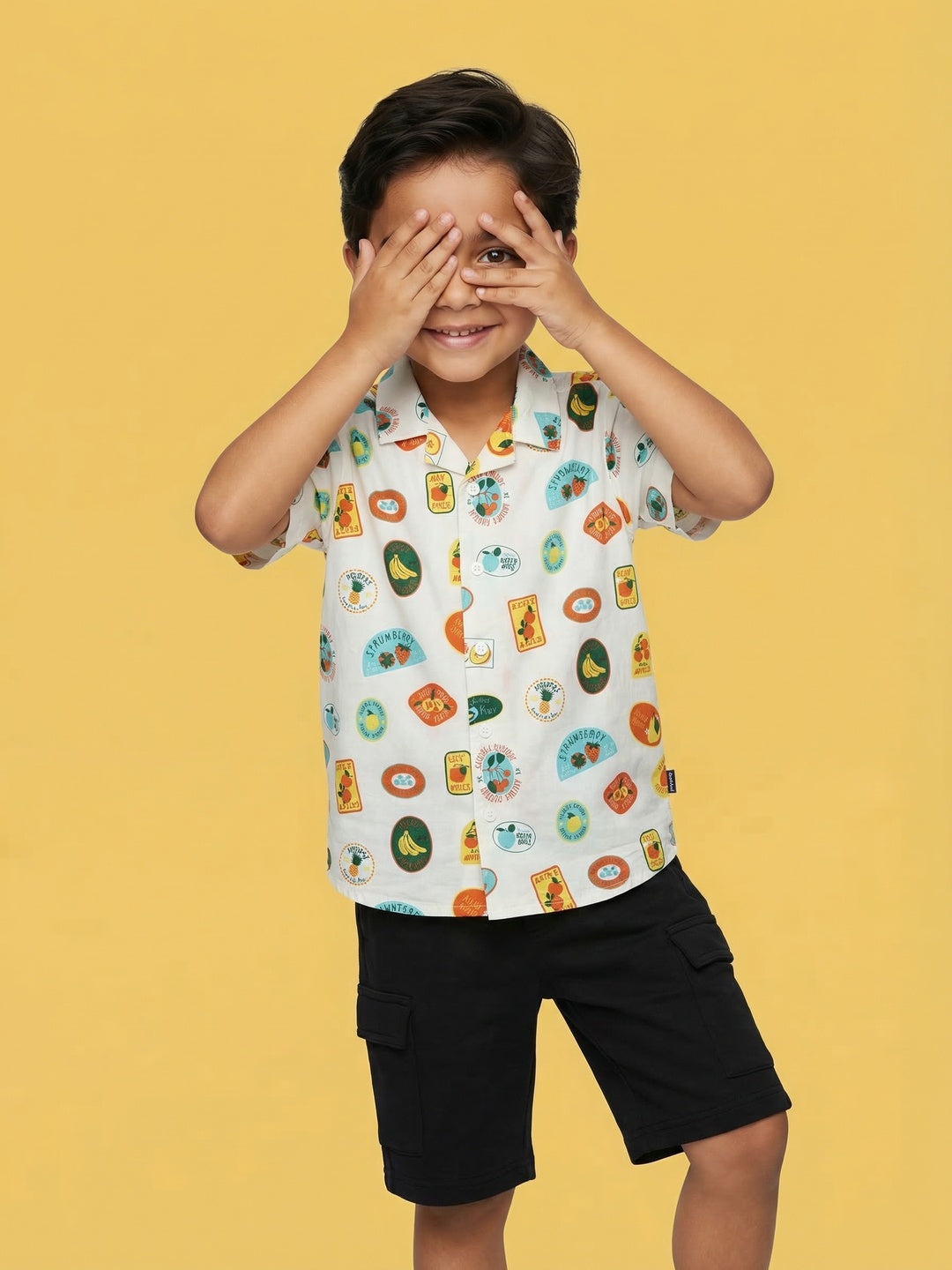 Nautinati Boys' 100% Cotton Tropical All-over Print  Oversized Resort Shirt