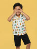 Nautinati Boys' 100% Cotton Tropical All-over Print  Oversized Resort Shirt