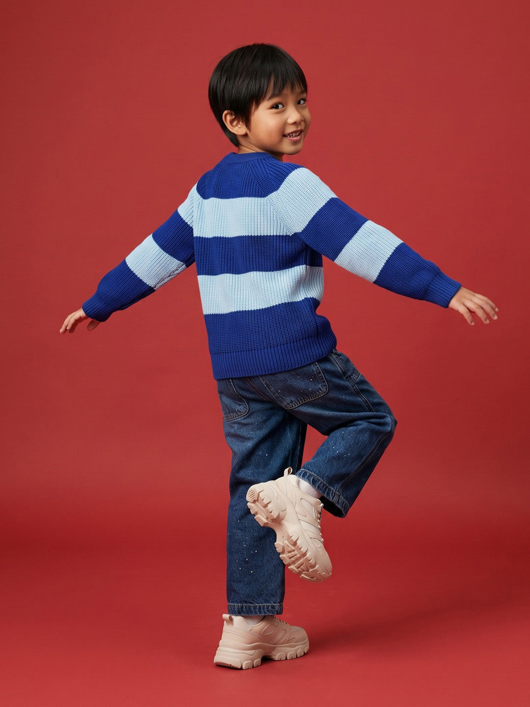 Nautinati Boys Relaxed Fit Chunky Knit Striped Sweater