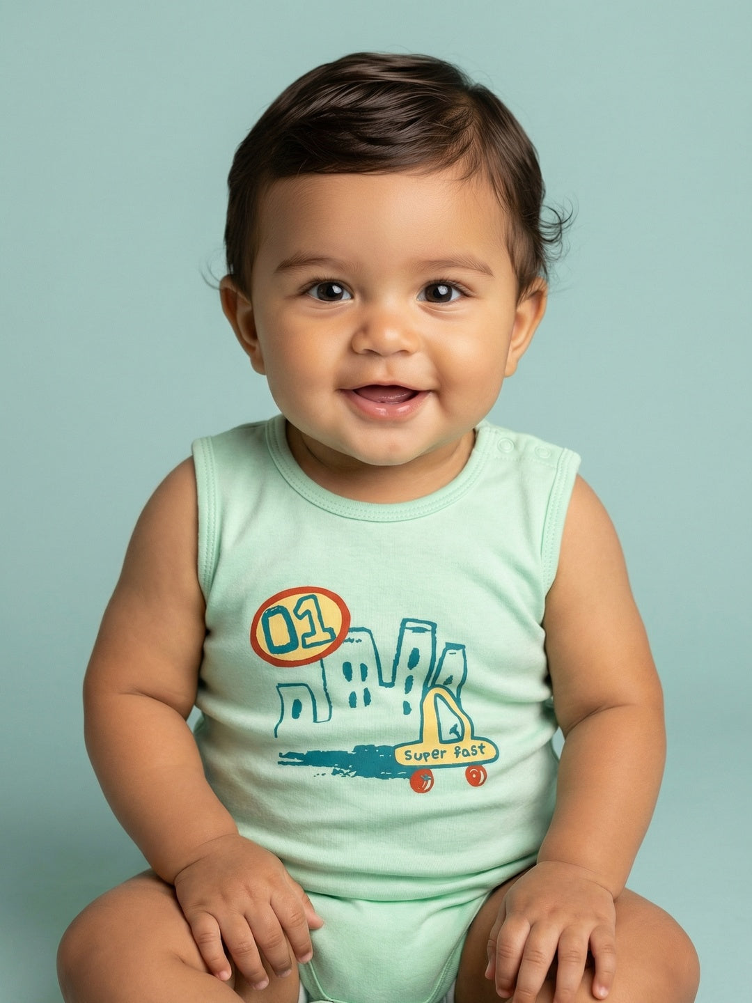 Nautinati Baby Boys' 100% Interlock Cotton Pack of 2 Car Printed Bodysuits