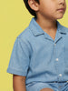Nautinati Boys Pure Cotton Graphic Oversized Denim Resort Shirt