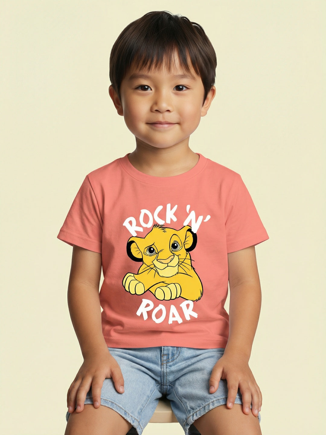 Nautinati Boys' 100% Cotton Crew Neck Disney Lion King Rock & Roar Placement Print T-shirt