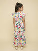 Nautinati Girls Tropical Floral Print Regular Fit Cap Sleeve Crop Top with Wide Legged Pants Co-ord Set