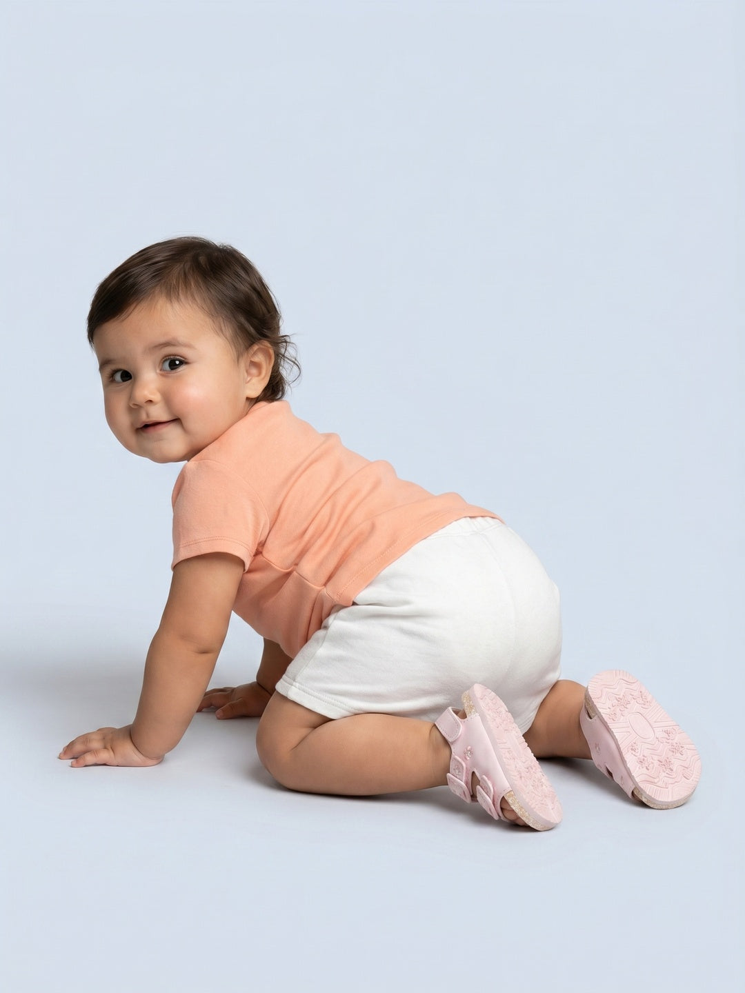 Nautinati Girls' Cotton Bunny Printed Top and Shorts Co-ord Set with Snap Buttons