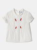 Nautinati Embroidered White Top and Red Shorts Set for Girls