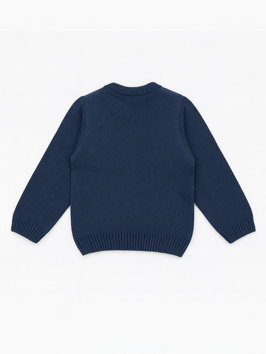 Nautinati Navy Blue and White Argyle Design Flat-knit Sweater for Boys
