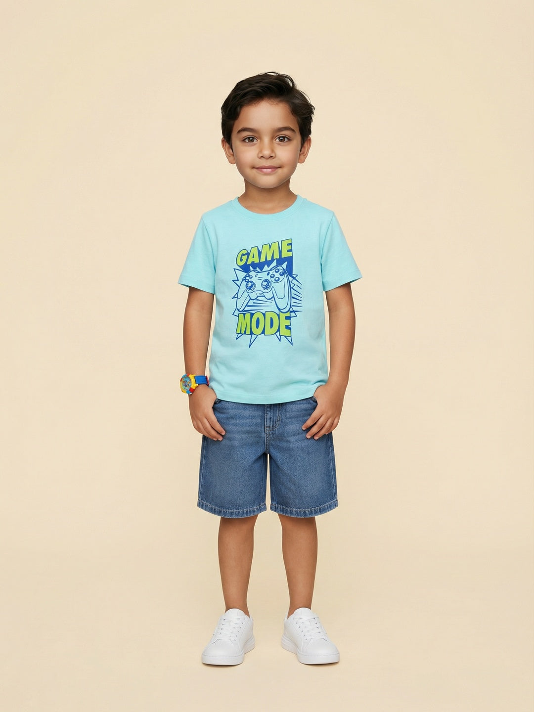 Nautinati Boys' 100% Cotton Pack of 2 Gaming Print Crew Neck T-shirts