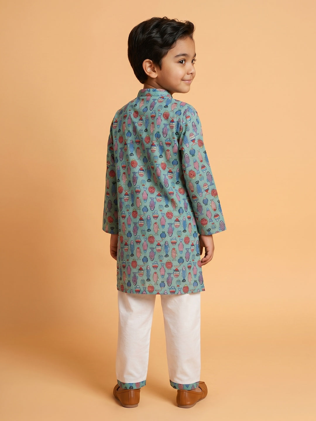 Nautinati Boys' Cotton Festive Kurta and Pyjama Set | Block Print Kurta | Age 2-10 Years (No Return | No Cancellation)