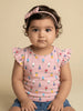 Nautinati Baby Girls' 100% Cotton Pack of 2 Floral Placement & Graphic Print Tops with Cute Frill Sleeves