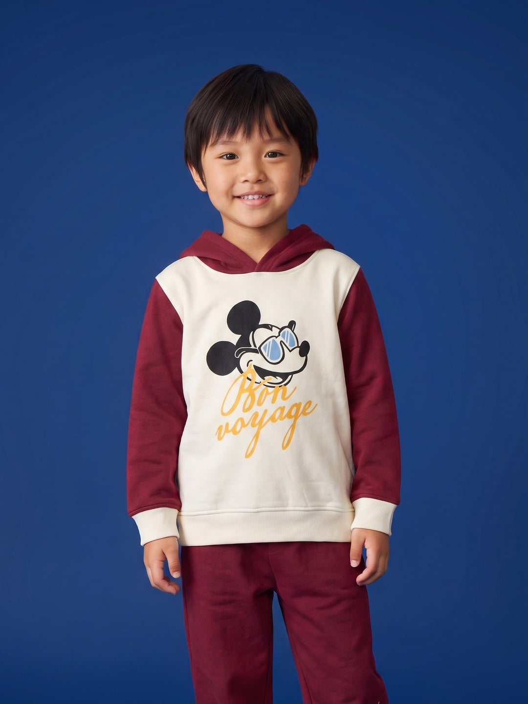 Nautinati Boys Disney Mickey Mouse Puff Printed Oversized Hoodie and Jogger Set