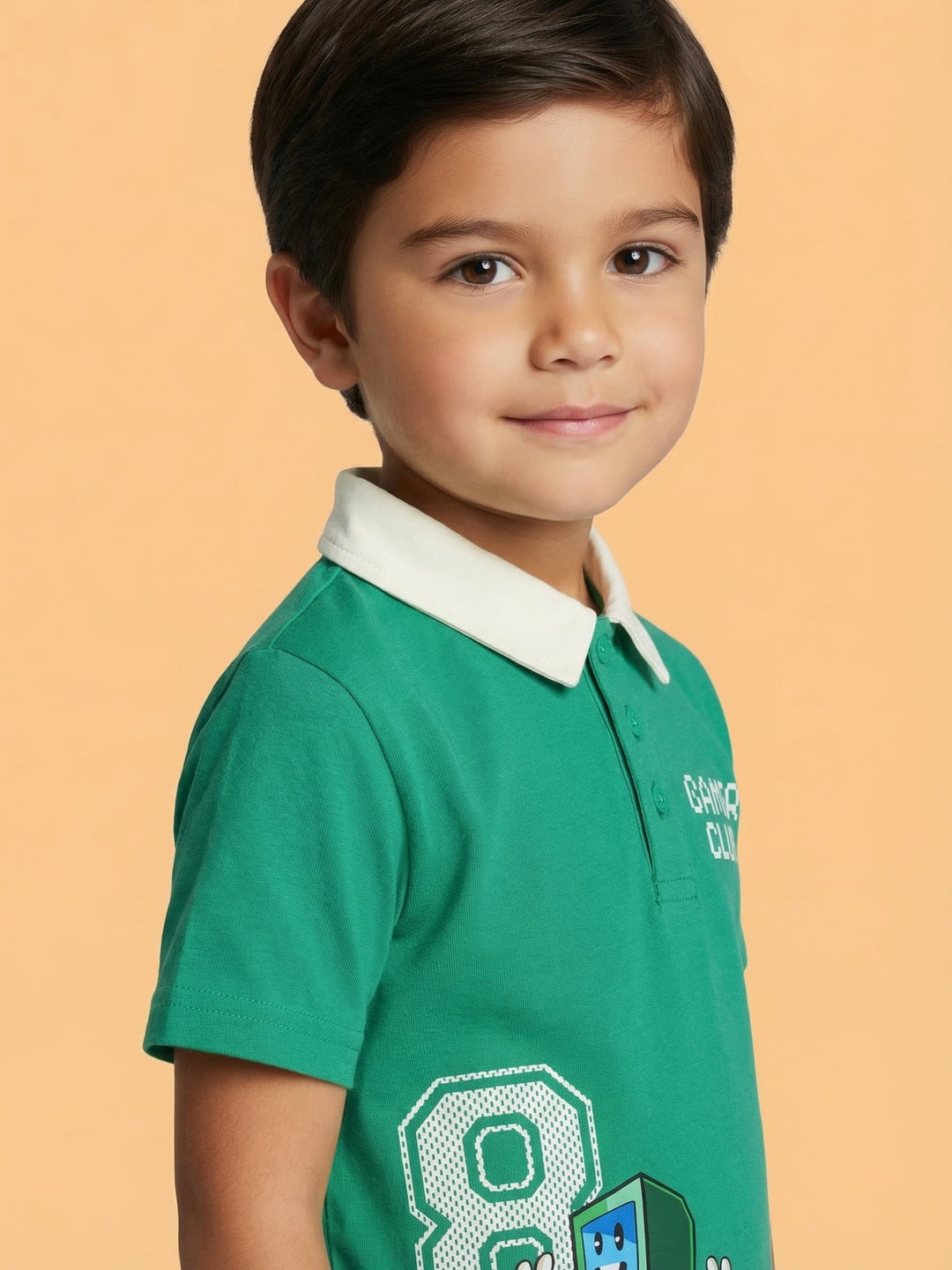Nautinati Boys Cotton Polo Neck  Gamer Print Regular Fit T-shirt and Shorts Set