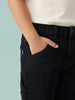 Nautinati Boys Pure Cotton Black Loose Fit Cargo Jeans