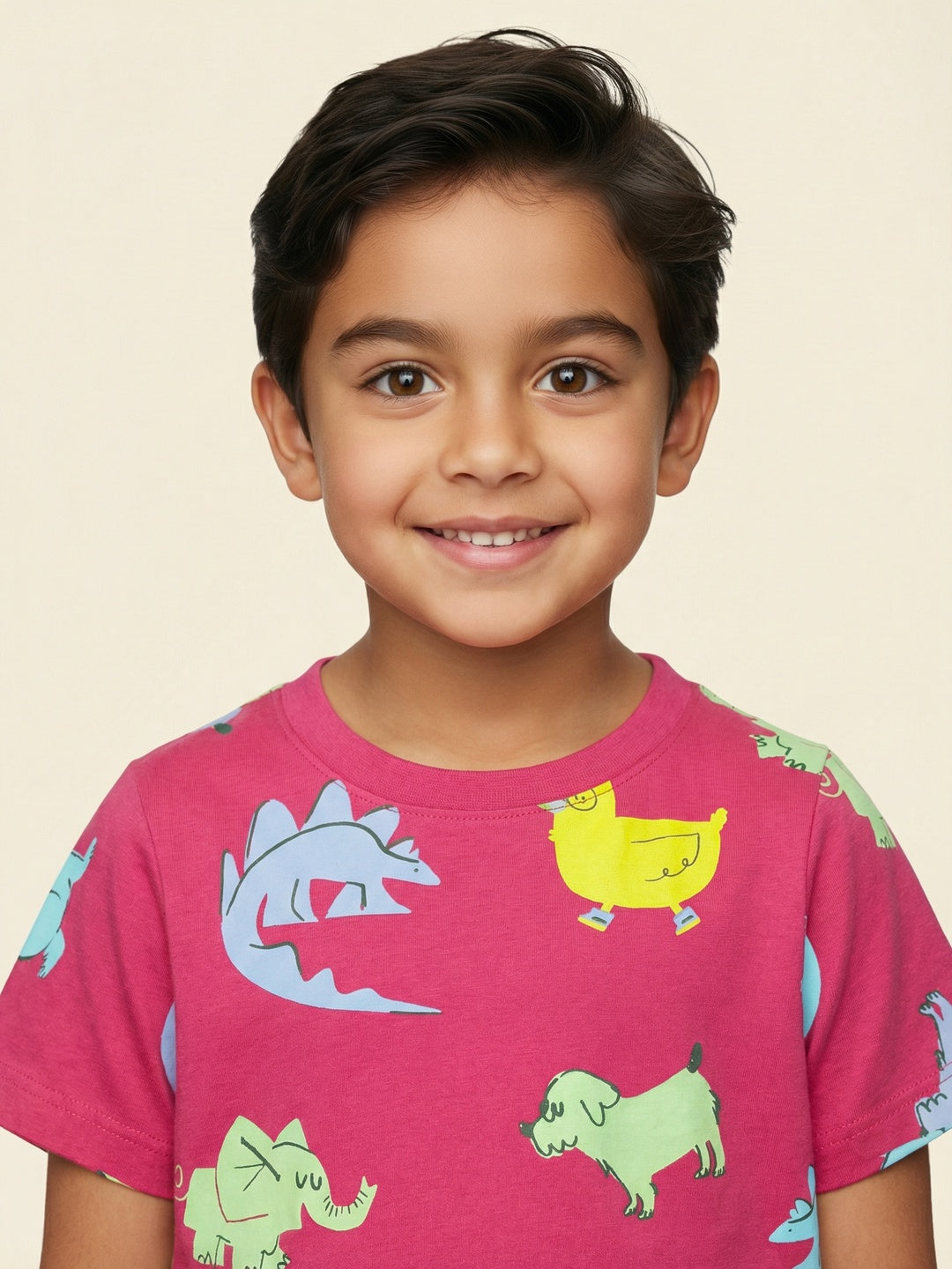 Nautinati Boys Cotton Dino Print Half-Sleeve T-shirt and Shorts Clothing Set