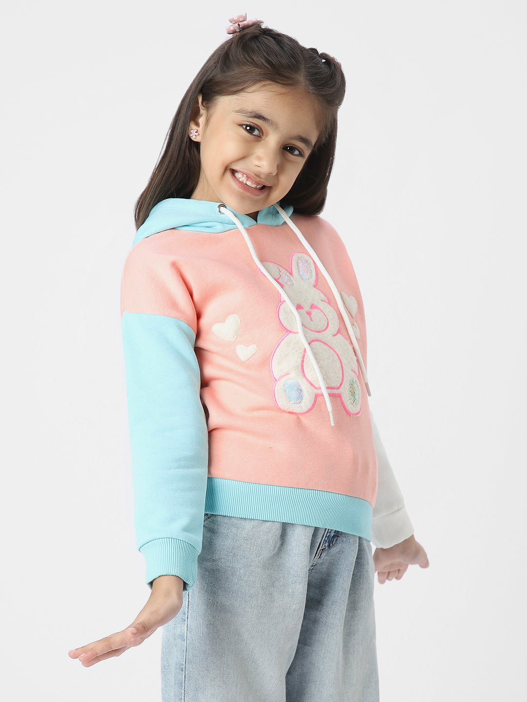 Girls Playful Graphic Print Hooded Sweatshirt