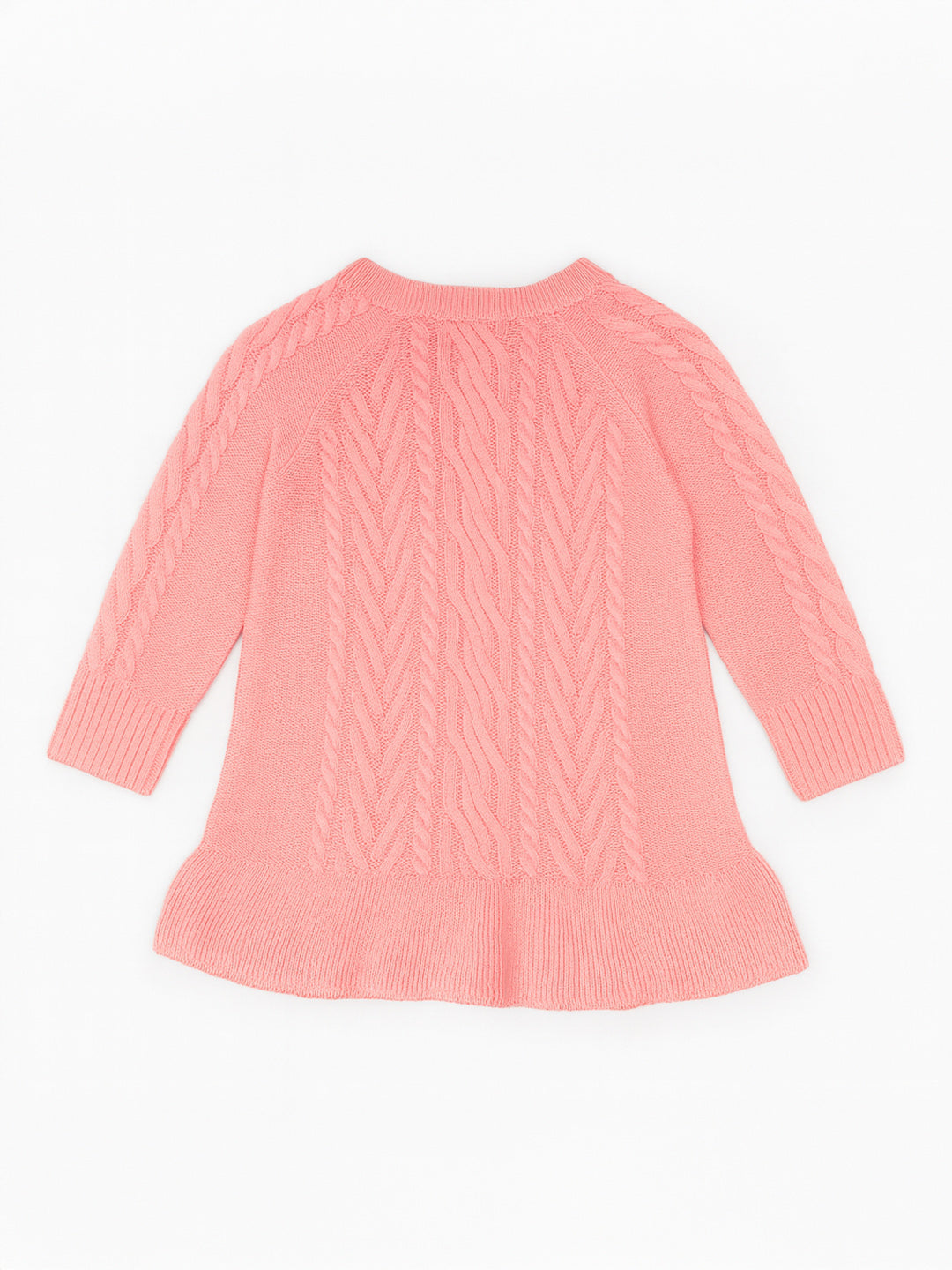 Nautinati Baby Pink Knit Sweater Dress for Girls