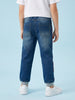 Nautinati Boys' 100% Cotton Stretchable Dark Wash Jogger Jeans with Side Tape