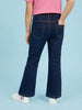 Nautinati  Girls' 100% Cotton Stretchable Bootcut  Dark Wash Essentials Jeans