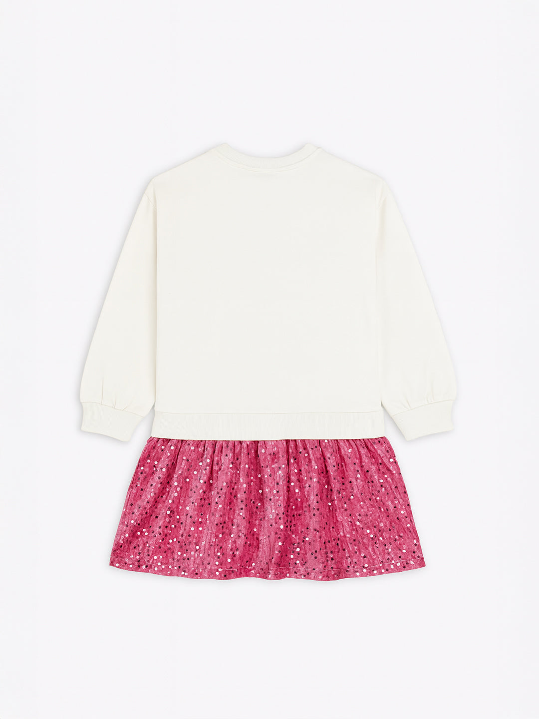 Nautinati White and Pink Minnie Mouse Print Sweatshirt Dress for Girls