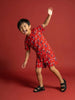 Nautinati Boys Spiderman Printed Regular Fit Round Neck T-shirt and Shorts Co-ord Set