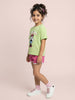 Nautinati Girls Minnie Mouse Printed Regular Fit Round Neck T-shirt and Shorts Co-ord Set
