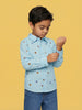 Nautinati Boys' Cotton Linen Blend Football All-over Print Formal Party Shirt