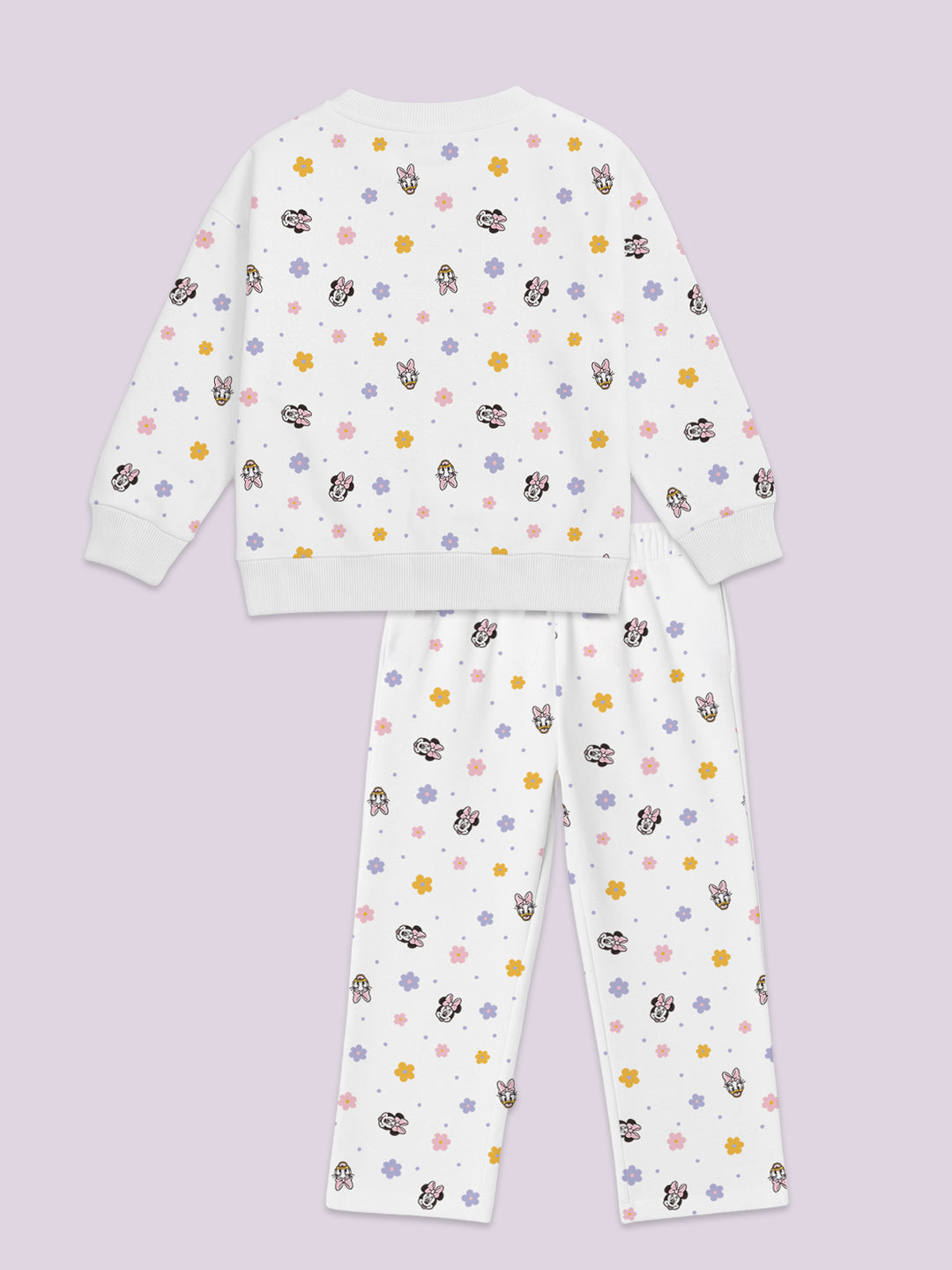 Nautinati White All Over Print Sweatshirt Set For Girls