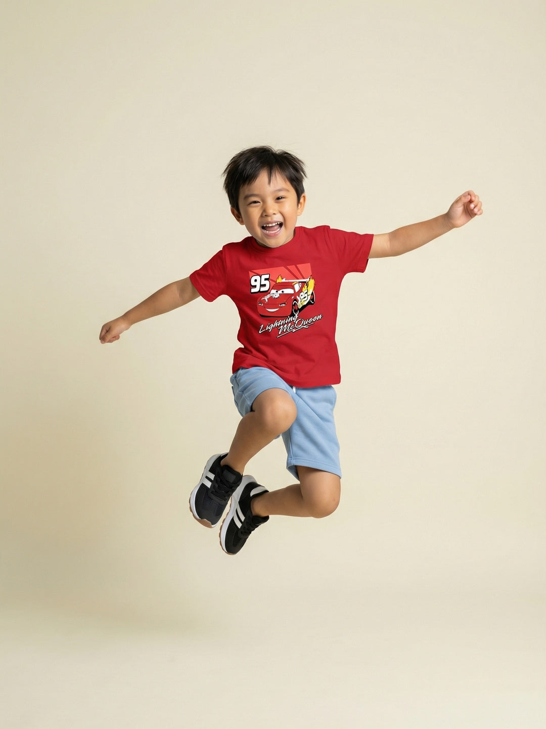 Nautinati Boys' 100% Cotton Crew Neck Disney Cars Placement Print T-shirt