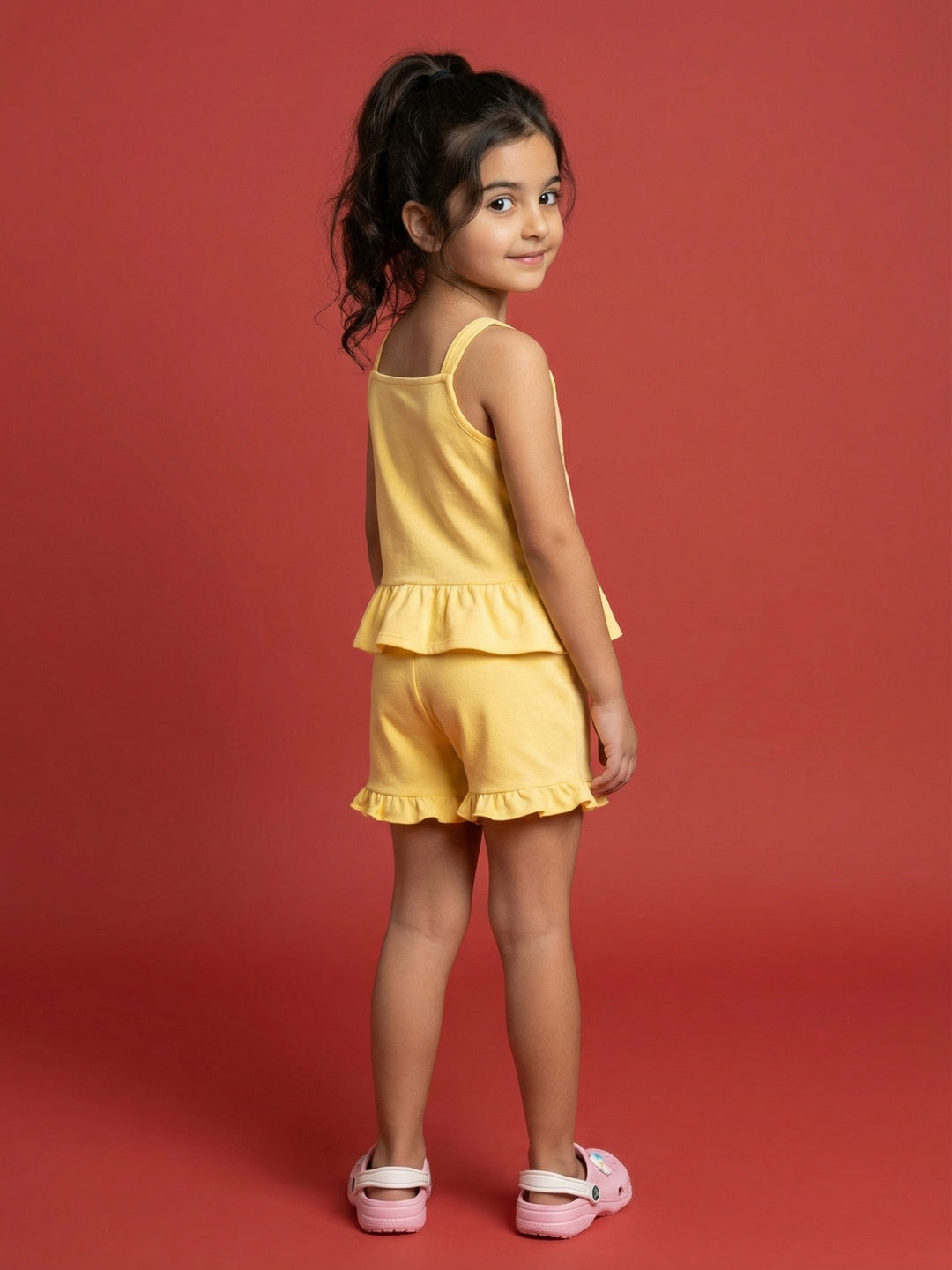 Nautinati Girls' 100% Cotton Disney Minnie Mouse  Print Jumpsuit with Ruffle Details