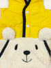 Nautinati White and Yellow Colourblocked Hooded Jacket With Bear Design for Boys
