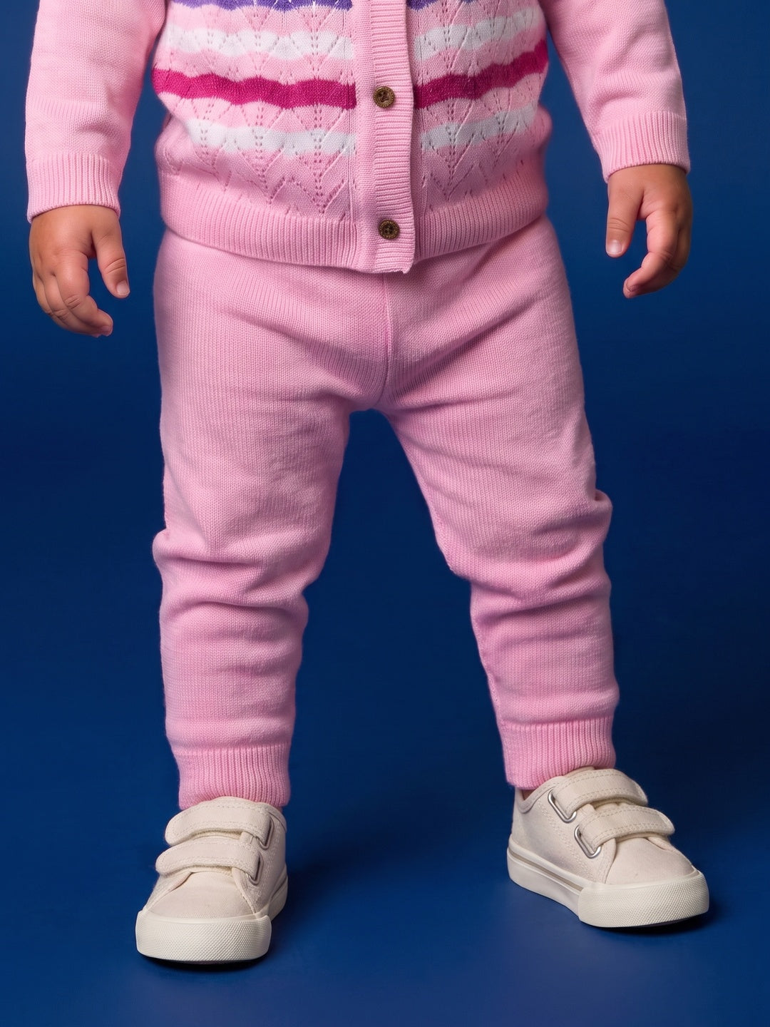 Nautinati Baby Girls Striped Pink Sweater & Pyjama Set