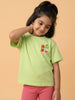 Nautinati Girls Matcha Print Oversized Crew Neck Green T-shirt and Biker Shorts Clothing Set