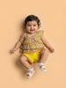 Nautinati Baby Girls 100% Cotton Floral Printed Off-Shoulder Ruffle Top and Yellow Shorts Clothing Set