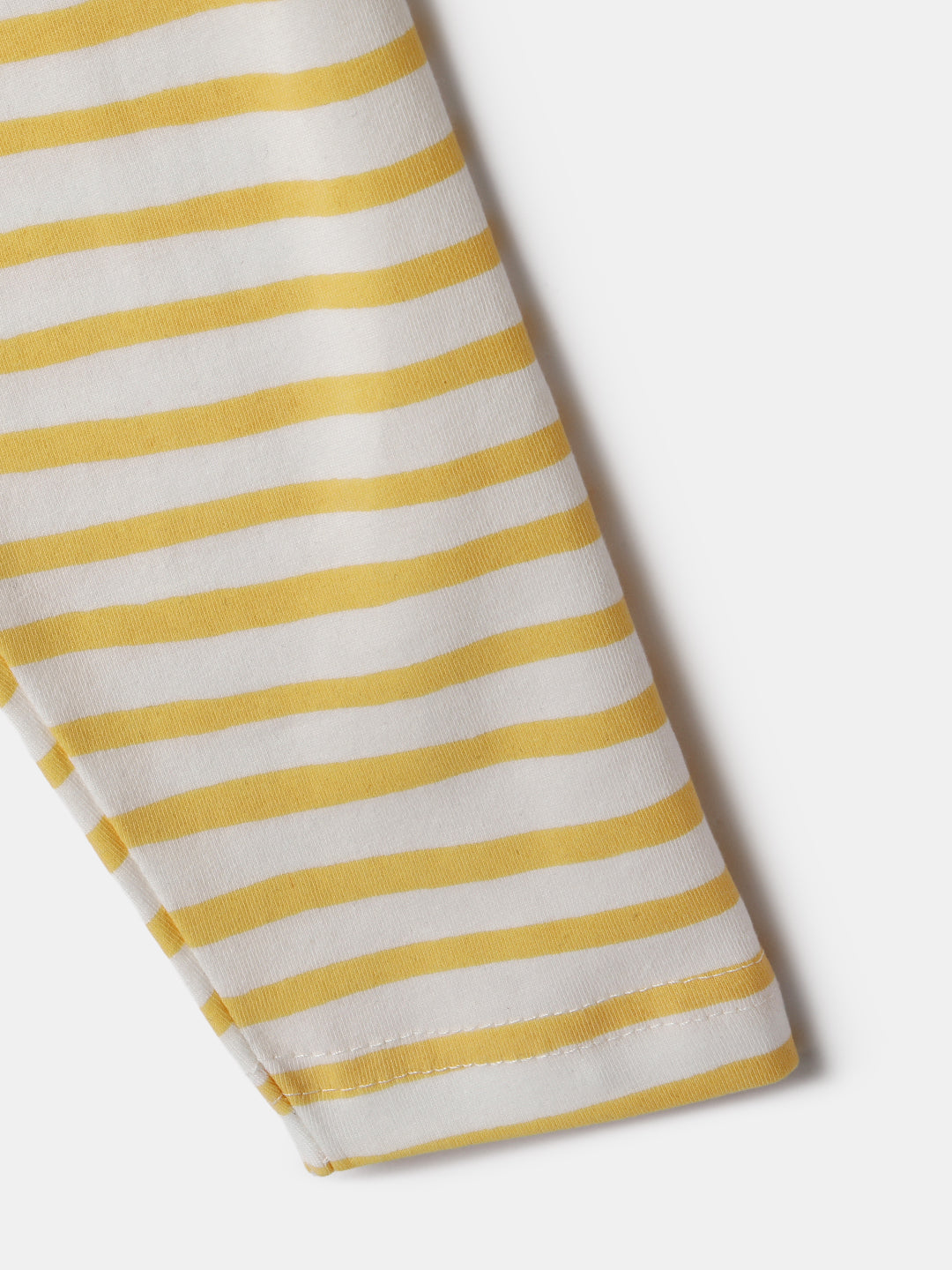 Nautinati Pack of 2 Yellow Striped and White Printed Leggings for Girls