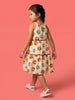Nautinati Girls' 100% Cotton All-over Disney Minnie Mouse Floral Printed A-line Tiered Dress with Ladder Lace Design