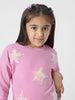 Girls Embellished Round Neck Pullover Sweatshirt With Skirt Detail