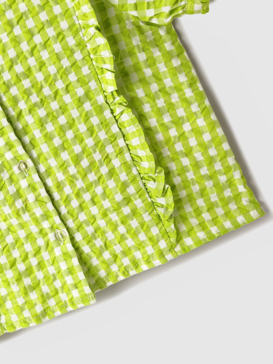 Nautinati Green Gingham Checkered Top for Girls