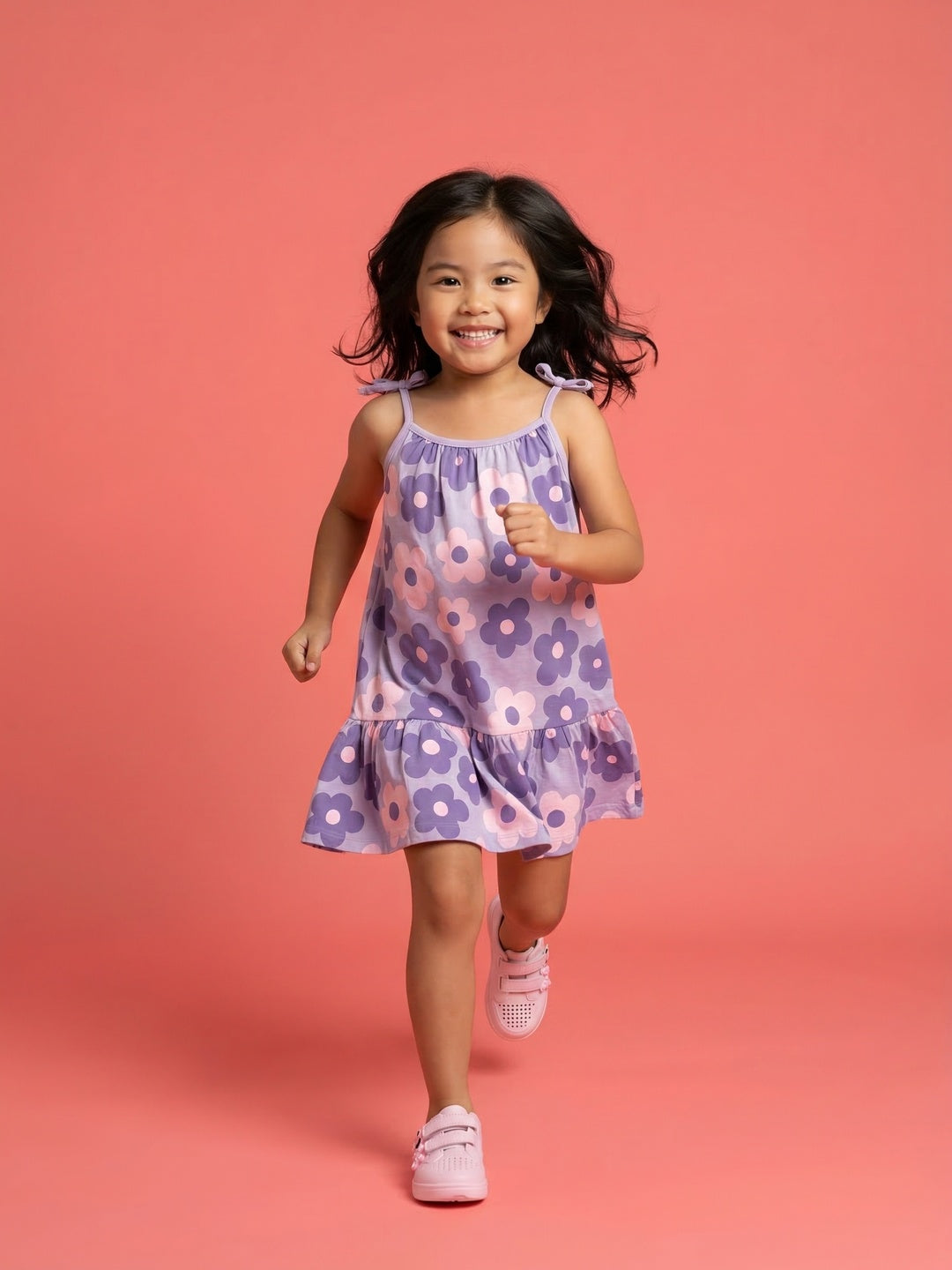 Nautinati Girls' 100% Cotton All-over Floral Print A-line Dress