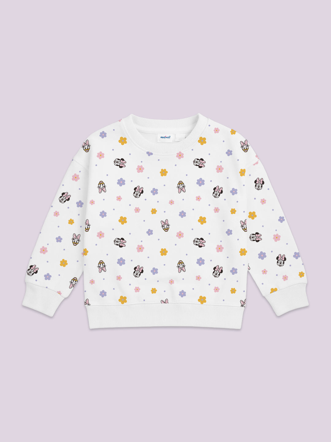 Nautinati White All Over Print Sweatshirt Set For Girls