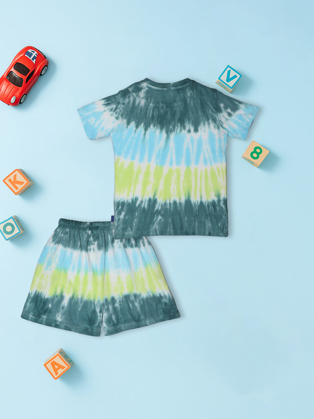 Nautinati Tie and Dye Multicolour Cotton T-shirt and Shorts Set for Boys