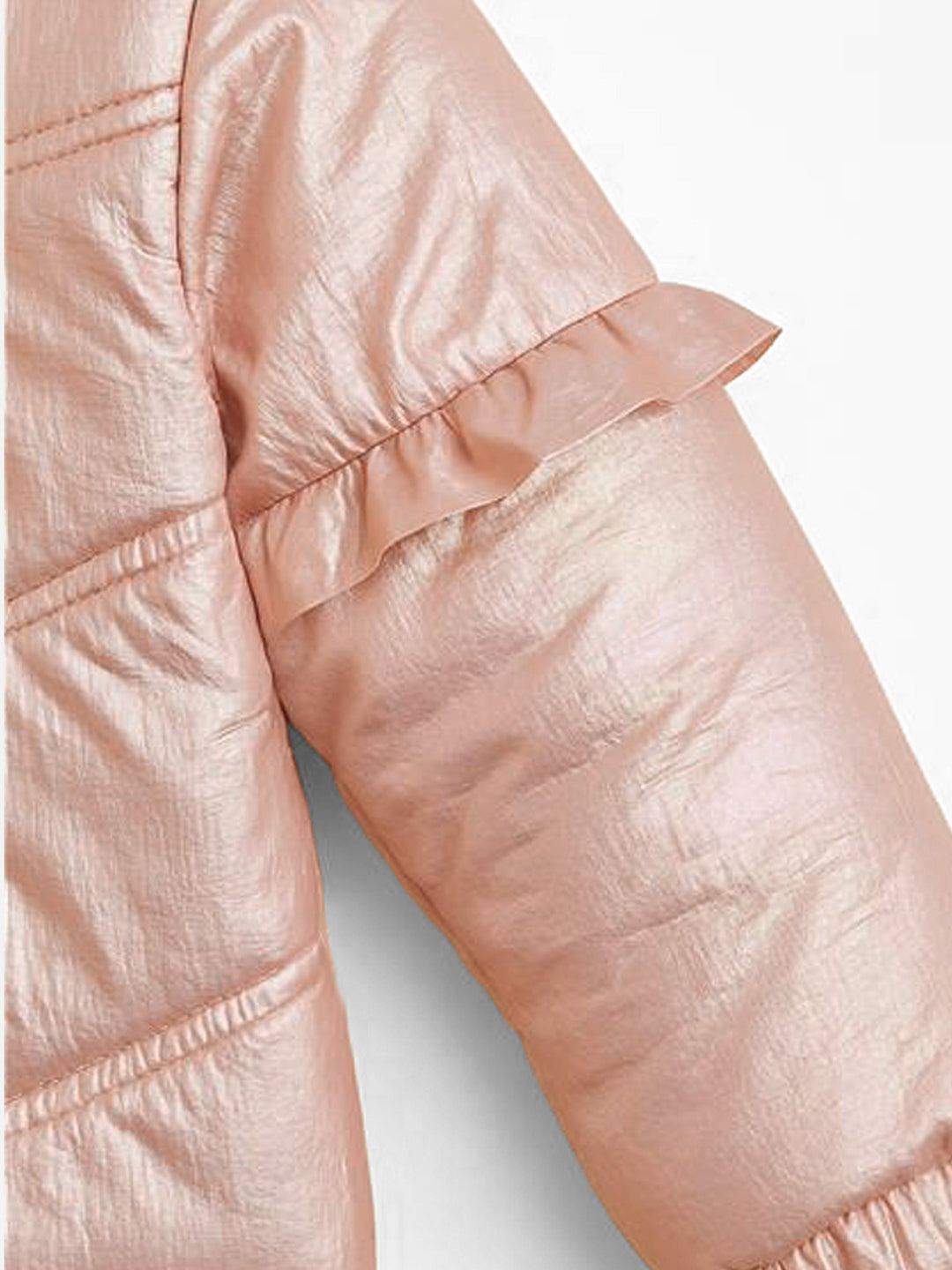 Nautinati Metallic Quilted Holographic Puffer Jacket With Fur Hood for Girls