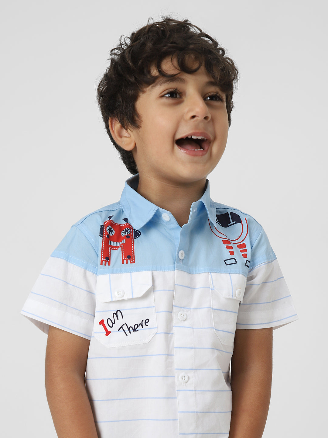 Nautinati Boys' Combo Set Of Striped Shirt And Shorts