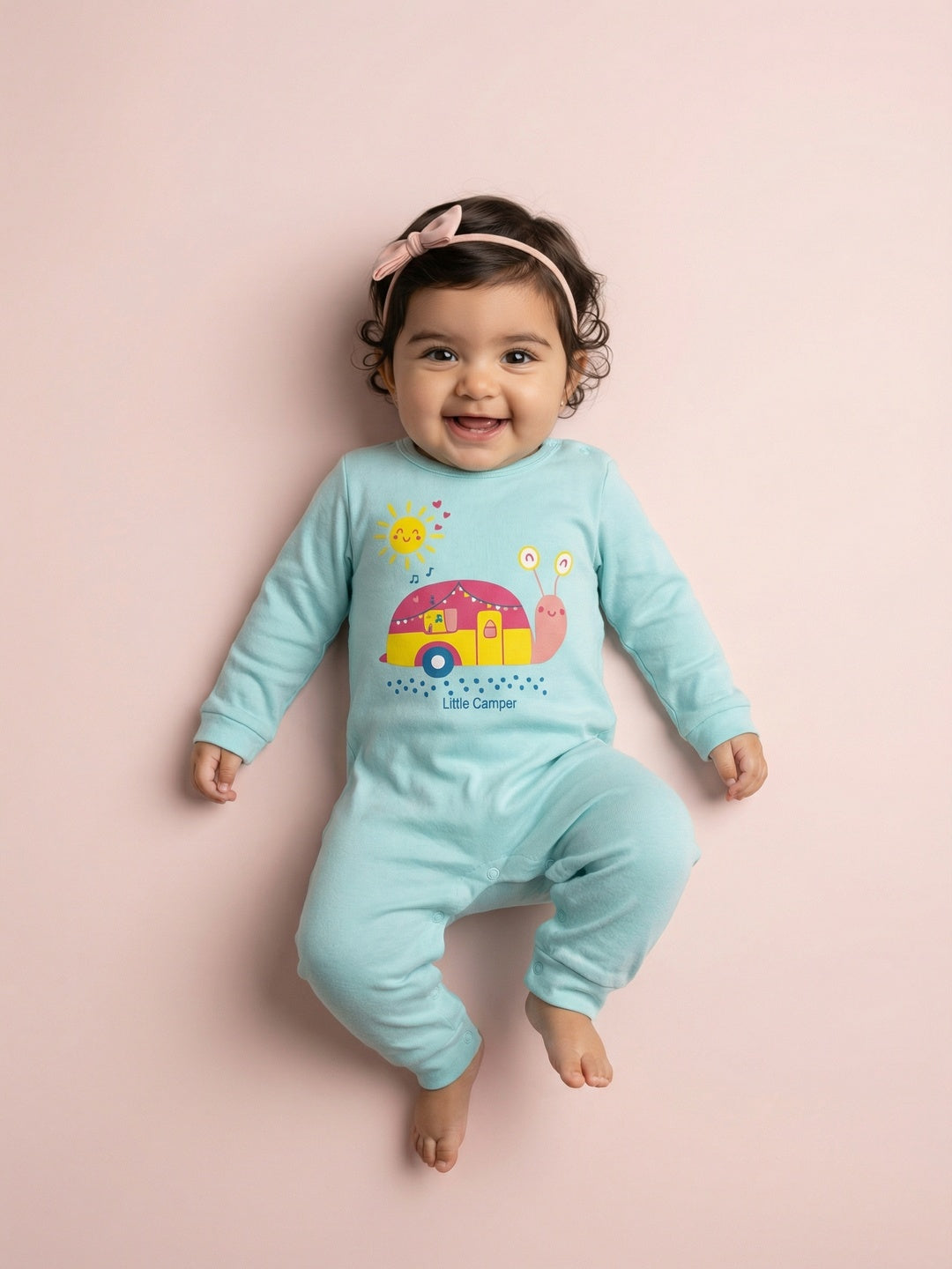 Nautinati Baby Girls' 100% Cotton Pack of 2 Printed Sleepsuits