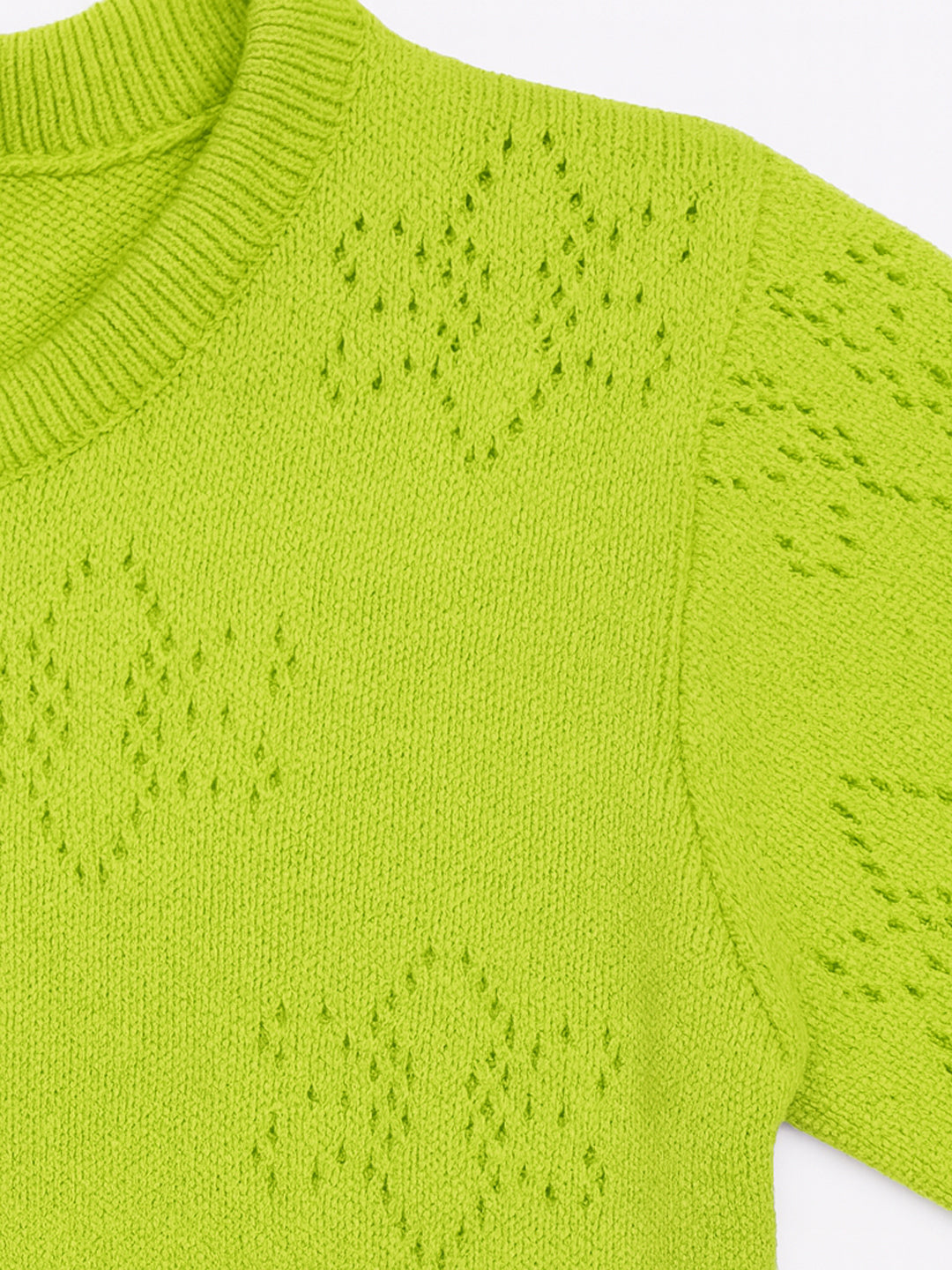 Nautinati Leaf Green Floral Sweater for Girls