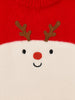 Nautinati Reindeer Motif Red And Cream Flat-Knit Sweater For Boys