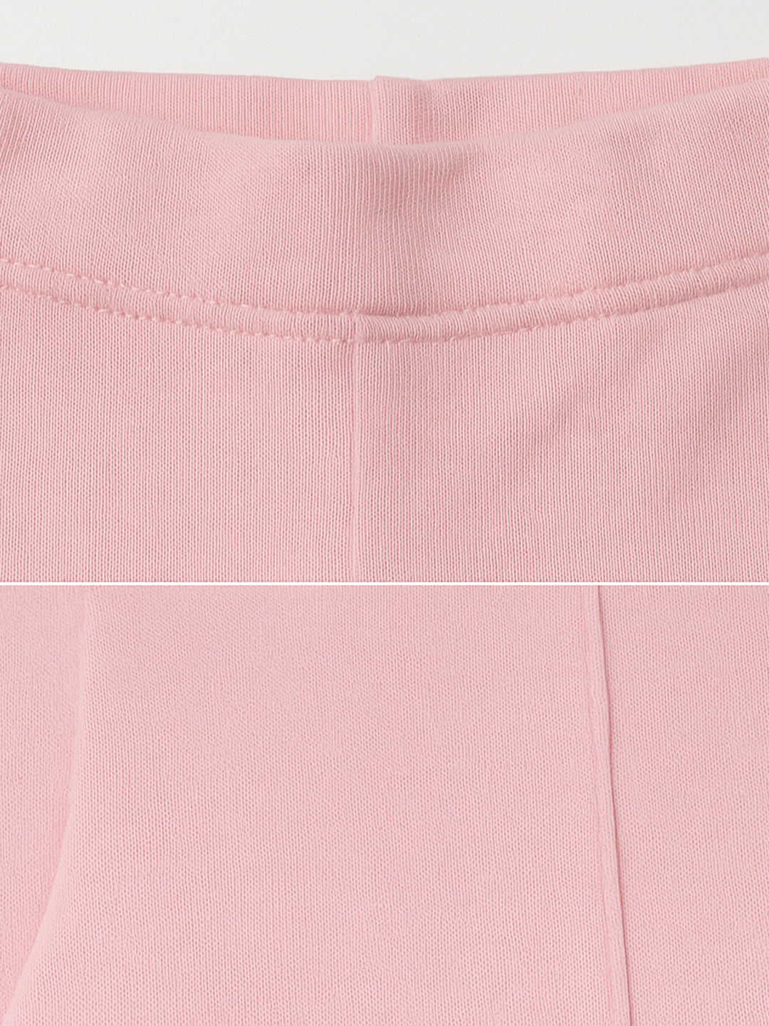Nautinati Baby Pink Cotton Lycra Rib Fitted & Flared Leggings For Girls