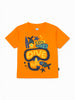 Nautinati Orange & Blue Cotton T-Shirt With Denim Shorts Set For Boys