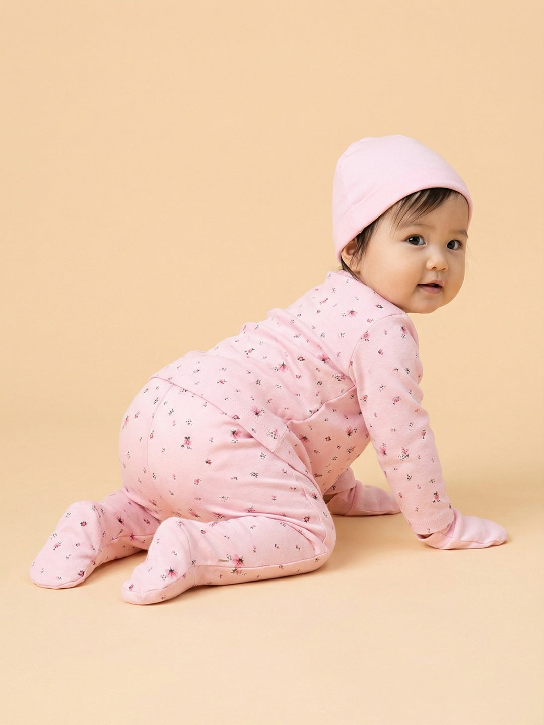 Nautinati Baby Girls' 100% Interlock Cotton Baby Pink & Red Graphic Printed 6-pieces Gift Set